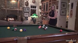 Dilettante Wives Mandy and Nikki Masturbating and Licking on the Pool Table - 5 image