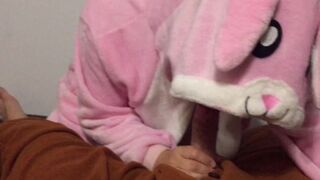 Fur in Bunny and Bear Pajama Onesies with Oral-Sex Creampie - 1 image