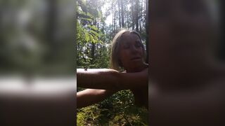 Sexy Wife Public Anal Sex in Sunny Forest. Handcuffs Oral-Job and Engulfing Cocks. 1st Time Public. - 8 image