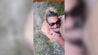 Cum loving wife sucks cock outdoors - 7 image