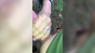 Oral-Stimulation in the WOODS & a Yummy Ejaculation on her NIFTY BOOTY that that guy Eats up as it Drips down to her Gap - 4 image