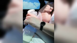 Banging my Large Milk Mounds Empty in the Car - 10 image