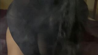 Wife Smokin' Talking Ribald Engulfing Cock and Gagging getting Fuck and Enjoying her Blunt Unfathomable Face Hole - 7 image