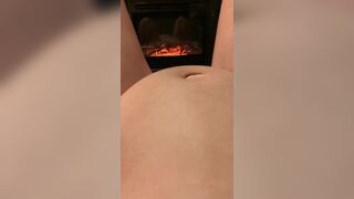 Masturbation in Front of Fireplace. Preggy Abdomen. Erotic Movie - 10 image