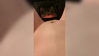 Masturbation in Front of Fireplace. Preggy Abdomen. Erotic Movie - 11 image