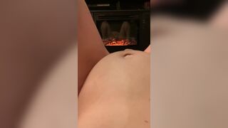 Masturbation in Front of Fireplace. Preggy Abdomen. Erotic Movie - 13 image