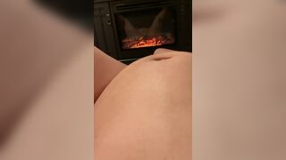 Masturbation in Front of Fireplace. Preggy Abdomen. Erotic Movie - 14 image