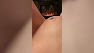 Masturbation in Front of Fireplace. Preggy Abdomen. Erotic Movie - 15 image