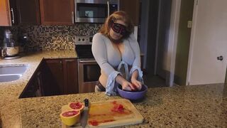 Slicing and crushing Food and RUBBING it into MY LARGE mother I'd like to fuck LOVE MUFFINS - 1 image
