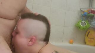 THROATPIE angel deepthroat blow job in the shower. Valuable beauty - 10 image