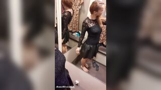 Tattooed Blond Trys on Clothing and Teases in a Public Fitting Room - 9 image