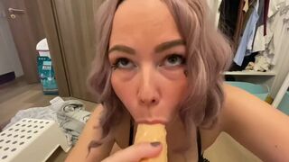 Breasty Doxy plays with milk and Sloppy Orall-Service Marital-Device Cock - 10 image
