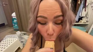 Breasty Doxy plays with milk and Sloppy Orall-Service Marital-Device Cock - 8 image