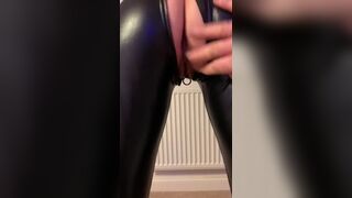 British Dilettante Mother I'd Like To Fuck Being Unzipped in her Leather Catsuit and then Fingered - 15 image