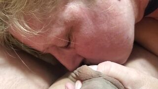 Golden-Haired wife engulfing dick