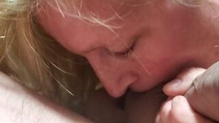 Golden-Haired wife engulfing dick