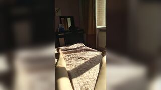 POV female masturbation, lustful mother i'd like to fuck relaxes and gently masturbates her love button, the rays of the sun fall on her unshaven cum-hole and this babe receives an unreal morning agonorgasmos Nimfa Mannay GinnaGg - 5 image