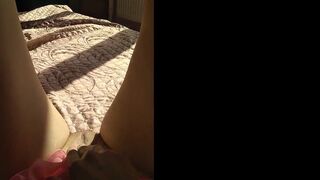 POV female masturbation, lustful mother i'd like to fuck relaxes and gently masturbates her love button, the rays of the sun fall on her unshaven cum-hole and this babe receives an unreal morning agonorgasmos Nimfa Mannay GinnaGg - 7 image
