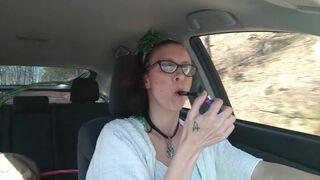 Smokin' and Masturbating in the car - 5 image