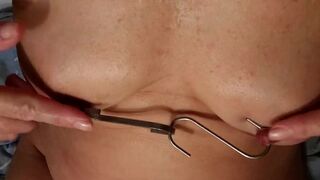 nippleringlover lustful mother i'd like to fuck stretching teat piercings with hooks to 17mm close up - 9 image