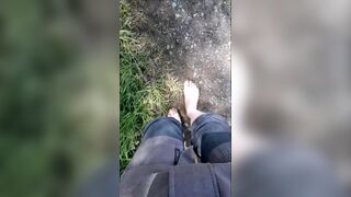 hiking barefoot in the mud, getting very smutty feet, feet fetish solely ! - 12 image