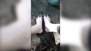 hiking barefoot in the mud, getting very smutty feet, feet fetish solely ! - 8 image