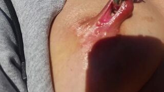 nippleringlover lascivious mother i'd like to fuck masturbating outdoors with marital-device pierced cum-hole outlandish teat piercings - 9 image