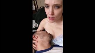 mother I'd like to fuck Receives Double Agonorgasmos from Breastfeeding her Spouse! - 2 image