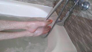 Fluffy Bush Takes a Bathroom and Admires Curly Legs Footfetish GinnaGg - 4 image