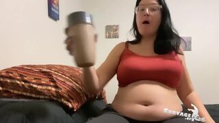 Obese mother I'd like to fuck looks GIANT after gain shake chug - 12 image