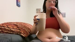 Obese mother I'd like to fuck looks GIANT after gain shake chug - 13 image