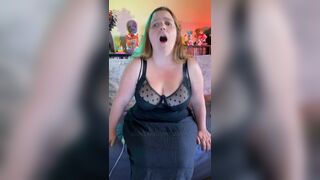 Edging Orgasms with WeVibe plus Hitachi - African Suit Striptease - big beautiful woman 38G Torpedo Pointer Sisters and G-string - Plus Size Model - 6 image