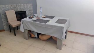 Waitress receives inward jizz flow in her creamy cunt underneath the table - 11 image