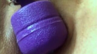 Gorgeous soaked muff with large lips receives an agonorgasmos from a sex tool and squirts wildly on camera close-up - 14 image
