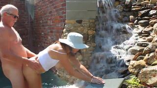 Great Outdoor Waterfall Fuck Then Candi Annie Swallows Cum Load - 9 image