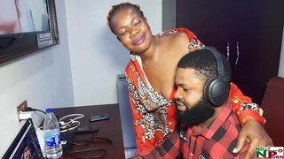 OMG! What a Giant Cock! Ladygold Africa Fuck Krissyjoh's Large Dick During The Time That Editing Nigerian Porn Clip - 3 image