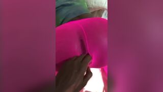 African thick and curvy stepmom bonks stepson in her pink taut leggings p1 - 8 image