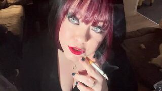 British Tart Tina Snua Tugs On Her Merry Teats & Chain Smokes two Cigarettes - Large Love Muffins big beautiful woman Satisfies Yr Smokin' Fetish - 1 image