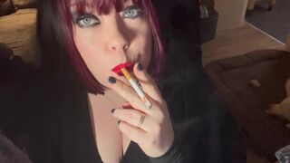 British Tart Tina Snua Tugs On Her Merry Teats & Chain Smokes two Cigarettes - Large Love Muffins big beautiful woman Satisfies Yr Smokin' Fetish - 3 image