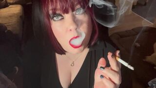 British Tart Tina Snua Tugs On Her Merry Teats & Chain Smokes two Cigarettes - Large Love Muffins big beautiful woman Satisfies Yr Smokin' Fetish - 5 image