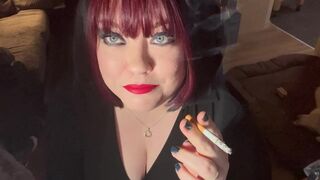 British Tart Tina Snua Tugs On Her Merry Teats & Chain Smokes two Cigarettes - Large Love Muffins big beautiful woman Satisfies Yr Smokin' Fetish - 6 image