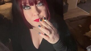 British Tart Tina Snua Tugs On Her Merry Teats & Chain Smokes two Cigarettes - Large Love Muffins big beautiful woman Satisfies Yr Smokin' Fetish - 8 image