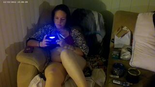 Breasty Lengthy Hair Gamer Hotty In Brassiere and Pants Playing Smokin' Cigarettes Part two - 2 image