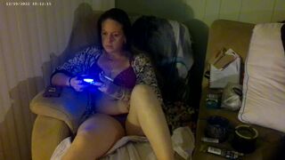 Breasty Lengthy Hair Gamer Hotty In Brassiere and Pants Playing Smokin' Cigarettes Part two - 8 image