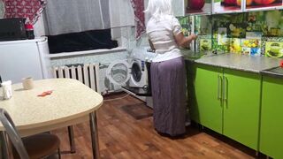 Stepmom is standing in the kitchen and craves anal sex for her older and large wazoo - 2 image