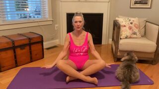 65 Year Old Granny Does Yoga For Inexperienceder dudes fitness class - 7 image