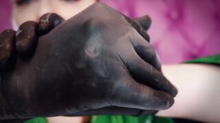 ASMR movie: nitrile gloves and oil - fetish Glaminatrix Arya Grander - great relax sexy sounding POV - 4 image