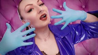 ASMR episode scene sexy sounding with Arya Grander - blue nitrile gloves fetish close up clip - 5 image