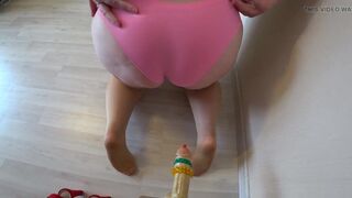 Big ass in panties doggy style. Mature large pretty woman in sexy lingerie copulates with a marital-device in a spiked cock rubber. PAWG. Mother I'd Like To Fuck. Fetish. - 8 image