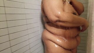 sexy darksome large gorgeous woman takes a shower - 6 image